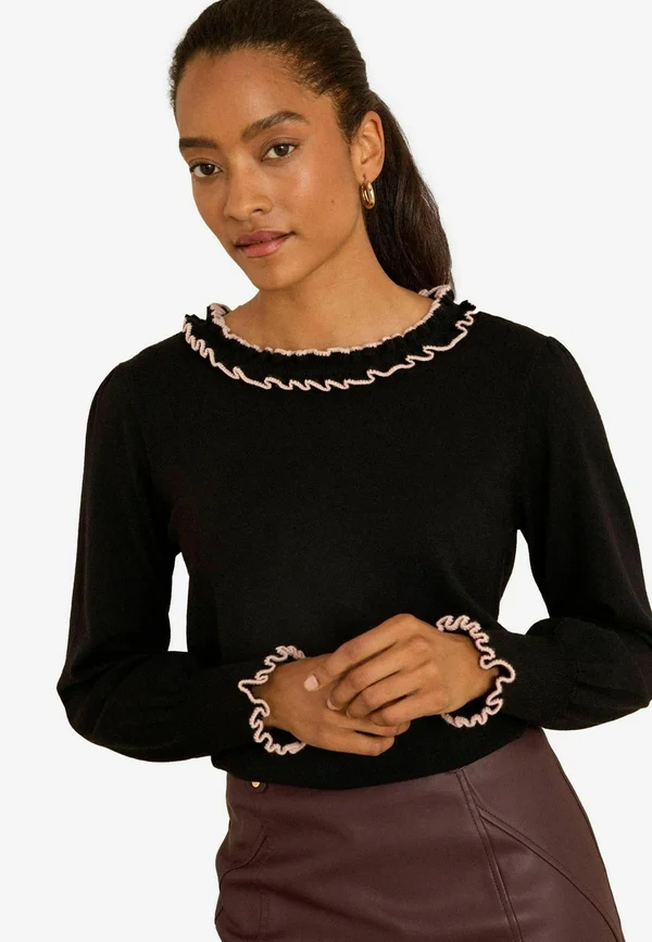 REGULAR FIT - Strickpullover - black double contrast