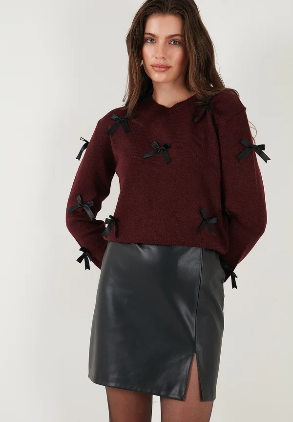 REGULAR  FIT - Strickpullover - bordeaux