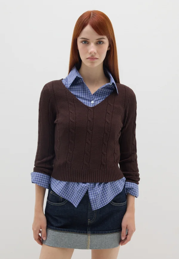 REGULAR FIT - Strickpullover - dark brown