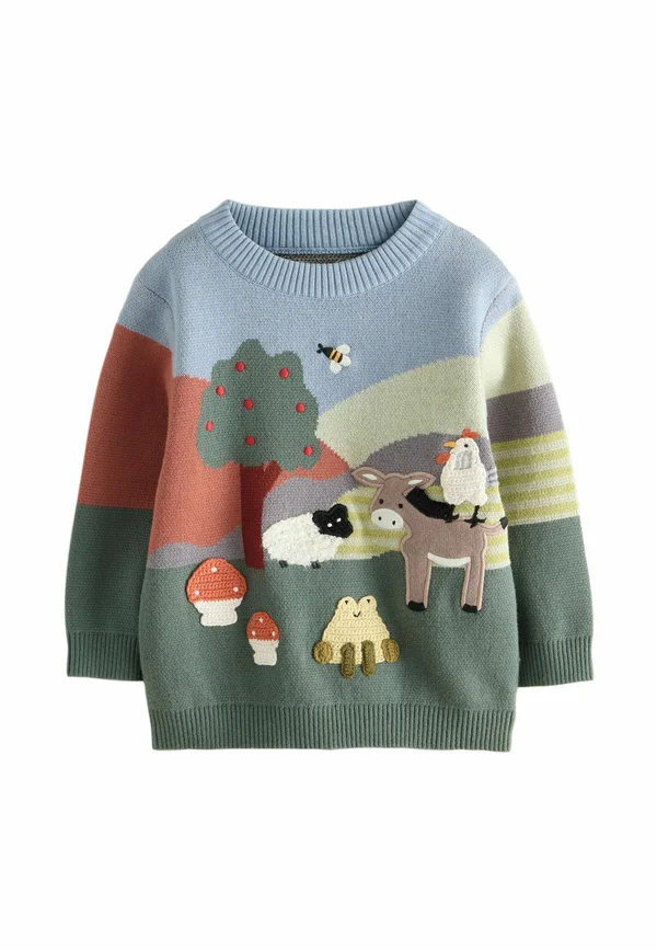 REGULAR FIT  - Strickpullover - green blue farm scene