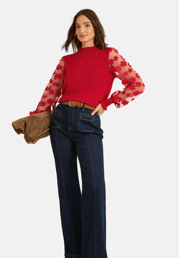 REGULAR FIT - Strickpullover - red d flower