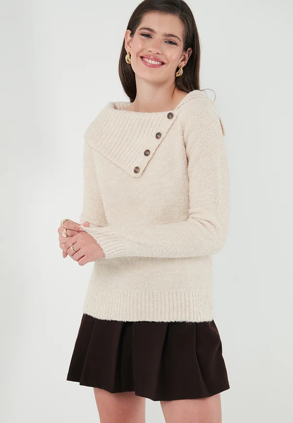 REGULAR FIT - Strickpullover - stone