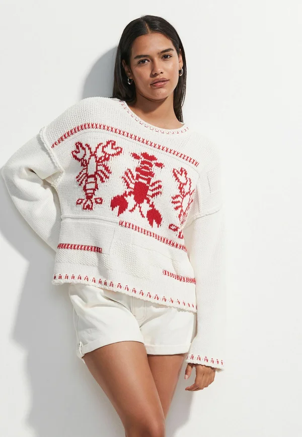 REGULAR FIT  - Strickpullover - white ecru lobster