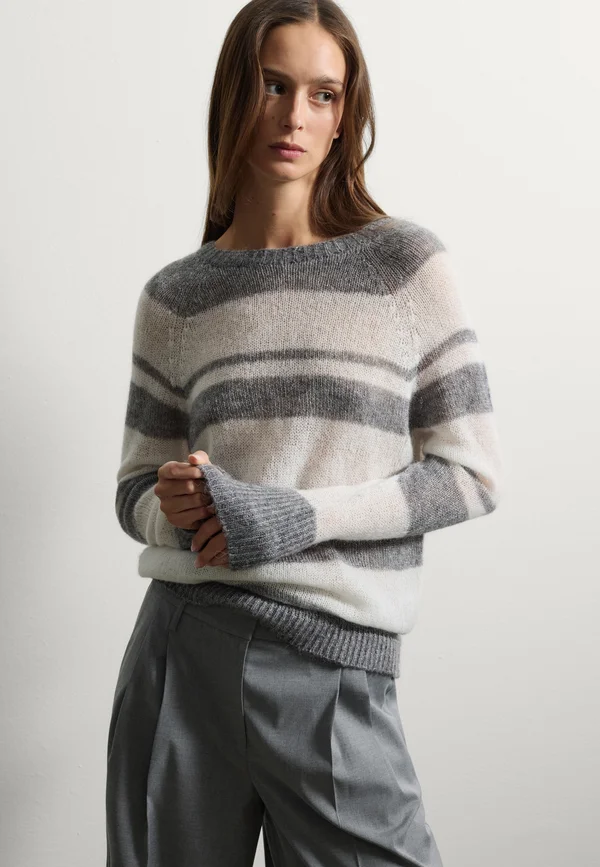 REGULAR FIT  - Strickpullover - white grey