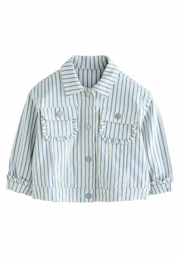 REGULAR FIT - STRIPE FRILL - Jeansjacke - white