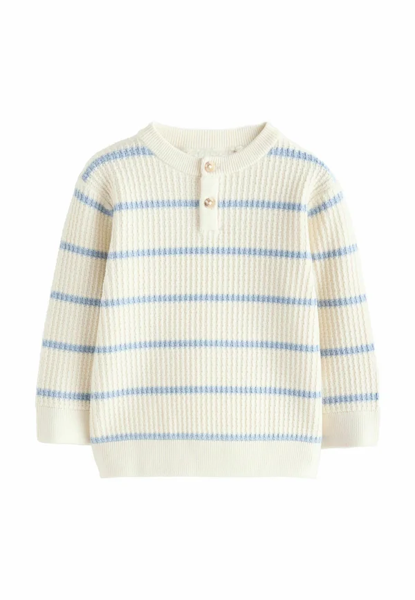 REGULAR FIT - STRIPE HENLEY - Strickpullover - ecru blue