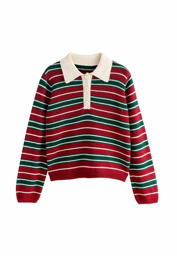 REGULAR FIT - STRIPE POLO  - Strickpullover - burgundy red green