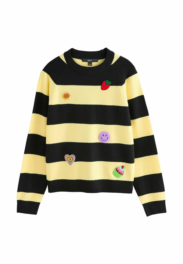 REGULAR FIT - SUPER SOFT CREW NECK LONG SLEEVE - Strickpullover - yellow/black stripe badge