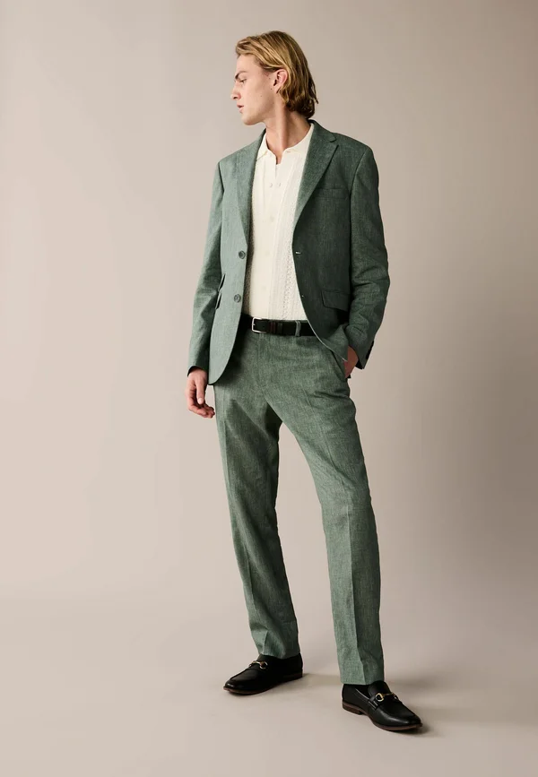 REGULAR FIT TAILORED LINEN - Anzughose - green