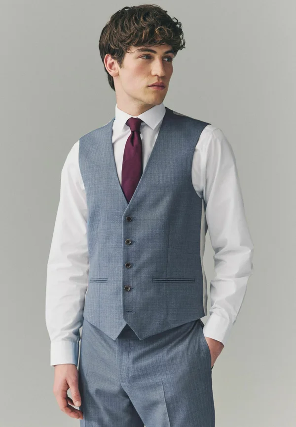 REGULAR FIT - TEXTURED - Anzugweste - light blue