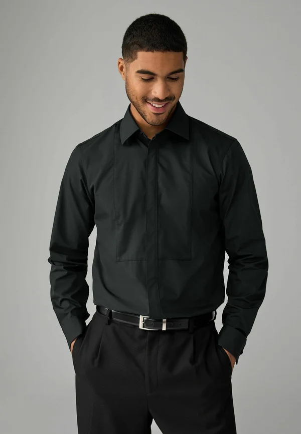 REGULAR FIT TEXTURED DOUBLE CUFF  CUTAWAY COLLAR - Businesshemd - black