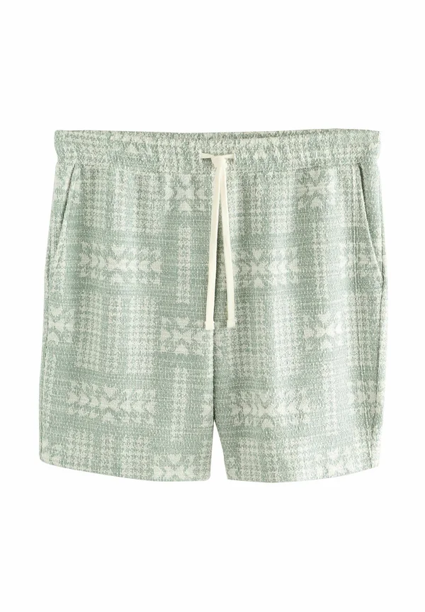 REGULAR FIT - TEXTURED GEOMETRIC PATTERN - Shorts - sage green
