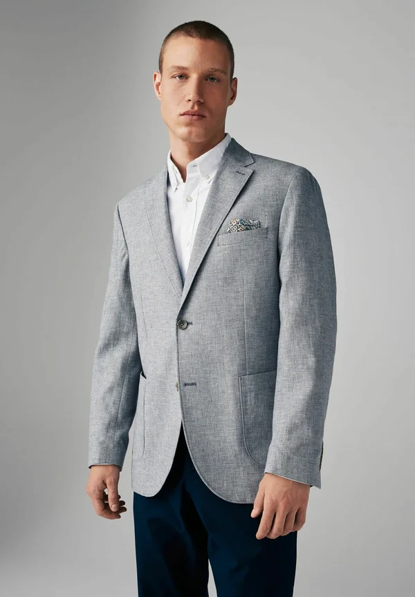 REGULAR FIT TEXTURED LINEN BLEND - Sakko - blue