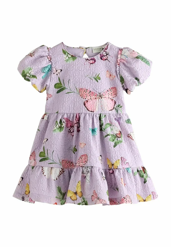 REGULAR FIT - TEXTURED PRINT PUFF SLEEVE - Freizeitkleid - purple