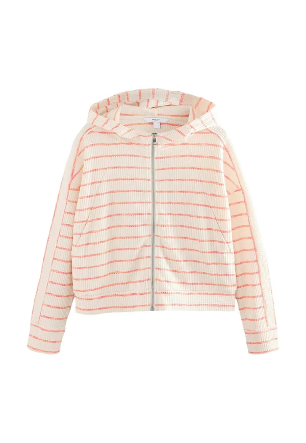 REGULAR FIT-TEXTURED WAFFLE ZIP THROUGH - Strickjacke - ecru pink