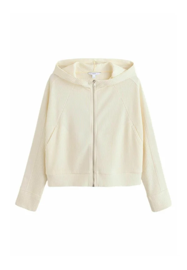 REGULAR FIT-TEXTURED WAFFLE ZIP THROUGH - Strickjacke - ecru