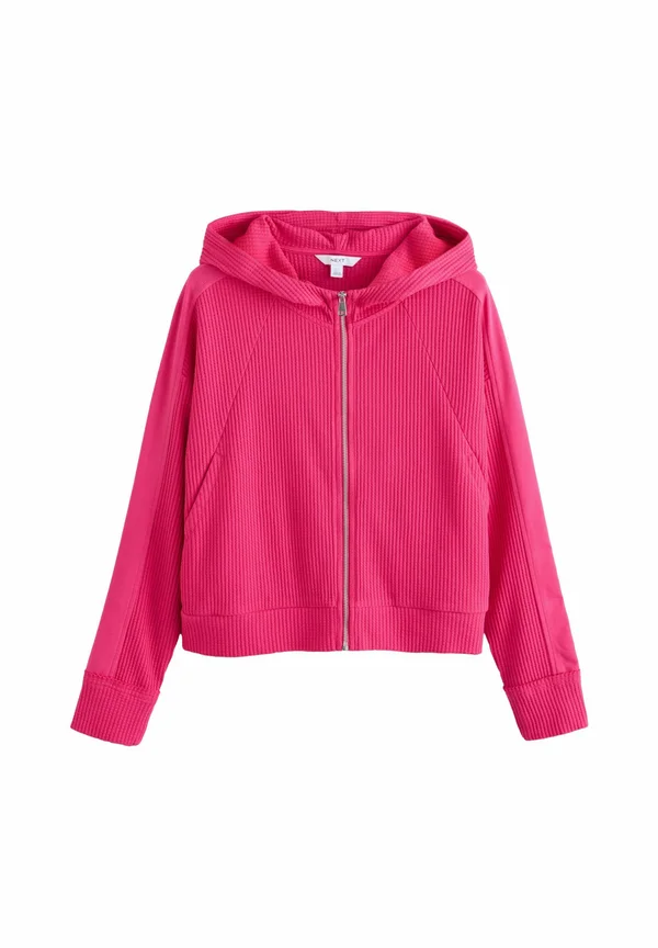 REGULAR FIT-TEXTURED WAFFLE ZIP THROUGH - Strickjacke - fluro pink