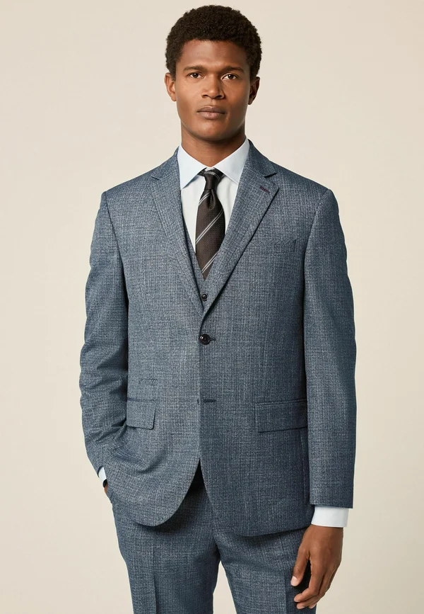 REGULAR FIT TRIMMED TEXTURED  - Anzugsakko - blue