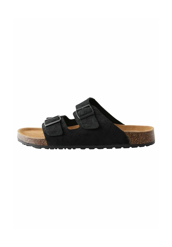 REGULAR FIT - TWO BUCKLE EMBOSSED - Pantolette flach - black