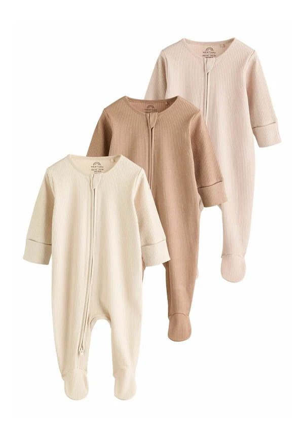 REGULAR FIT - TWO WAY ZIP 3 PACK - Strampler - beige