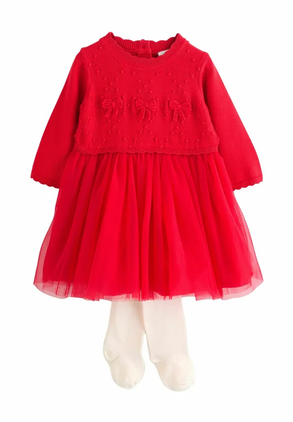 REGULAR FIT - TWOFER SET - Strickkleid - red