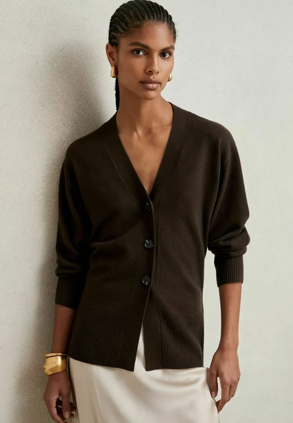REGULAR FIT - TYLA  - Strickjacke - chocolate