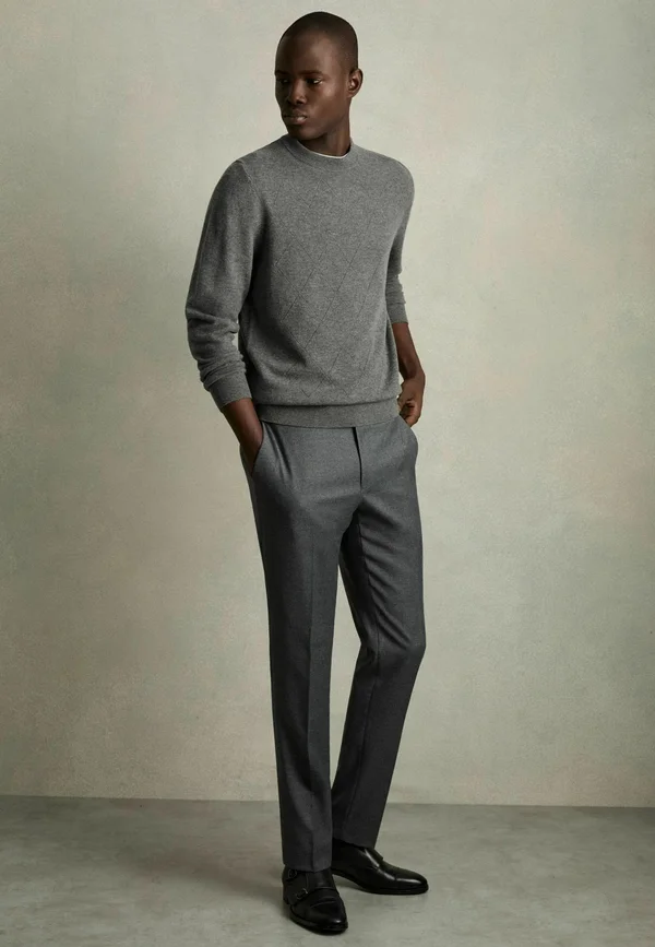 REGULAR FIT -  VINCE ARGYLE CREW-NECK  - Strickpullover - mid grey melange