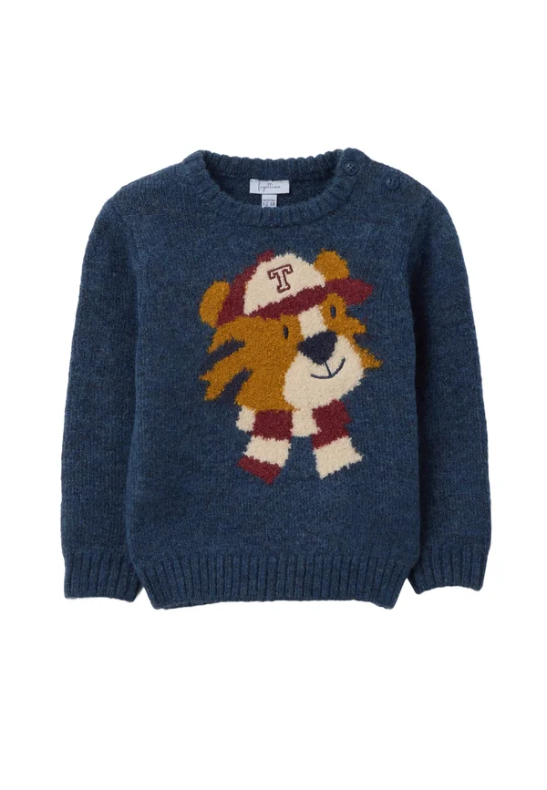 REGULAR FIT WITH PRINT - Strickpullover - blue marl