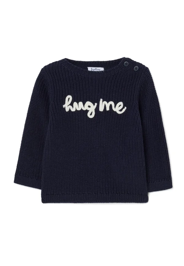 REGULAR FIT WITH SLOGAN - Strickpullover - navy blue