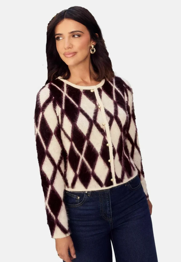 REGULAR FIT - X LUCY MECKLENBURGH ARGYLE  - Strickjacke - burgundy