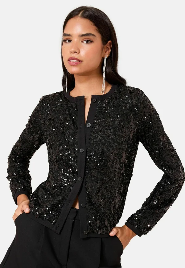 REGULAR FIT - X LUCY MECKLENBURGH SEQUIN  - Strickjacke - black