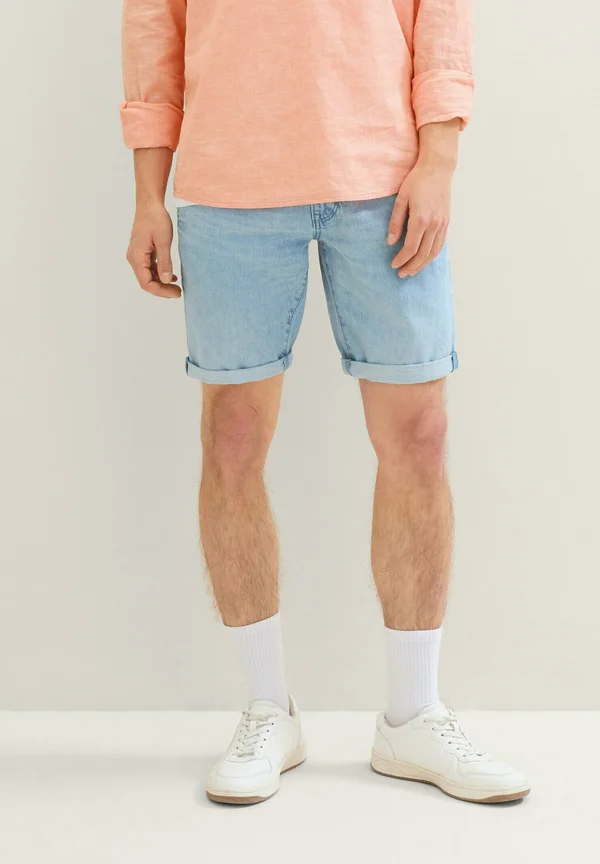 REGULAR - Jeans Shorts - used bleached blue denim