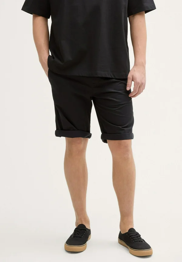 REGULAR MIT GUMMIBUND - Jeans Shorts - black