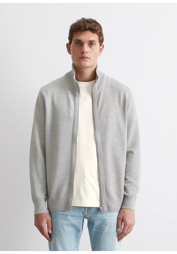 REGULAR MIT REISSVERSCHLUSS - Strickjacke - silver gray melange