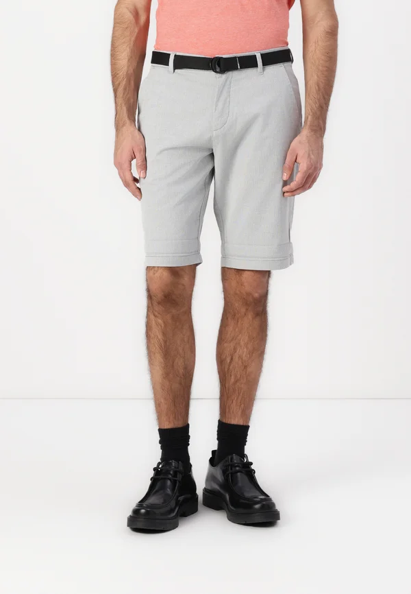 REGULAR STRUCTURED  - Shorts - grey/white