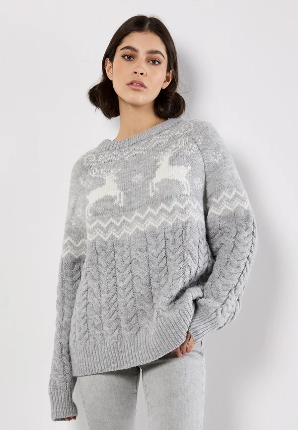 REINDEER CHUNKY CABLE - Strickpullover - grey