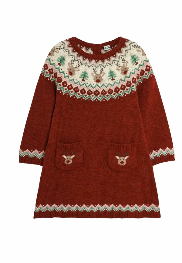 REINDEER FAIR ISLE KNITTED REGULAR FIT - Strickkleid - red