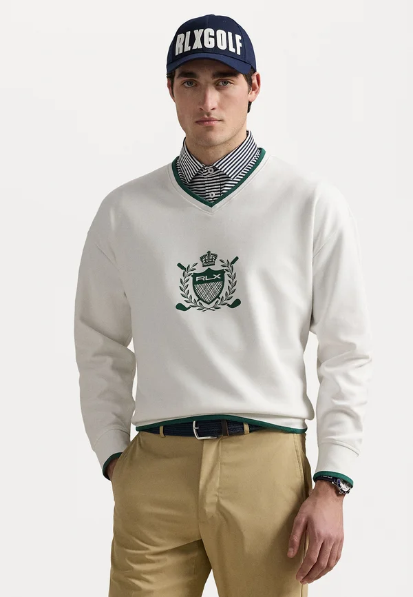 RELAXED FIT CREST DOUBLE-KNIT SWEATSHIRT - Sweatshirt - ceramic white/kelly green