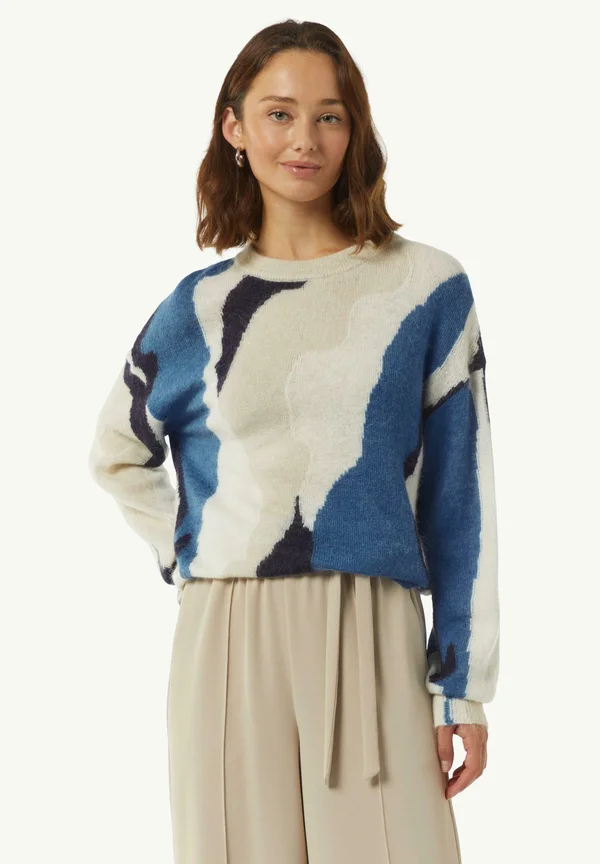 RELAXED FIT MIT INTARSIE - Strickpullover - blau