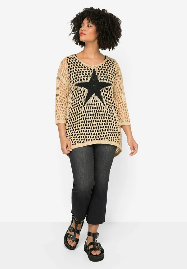 RELAXED FIT STERN RUNDHALS - Strickpullover - dark taupe