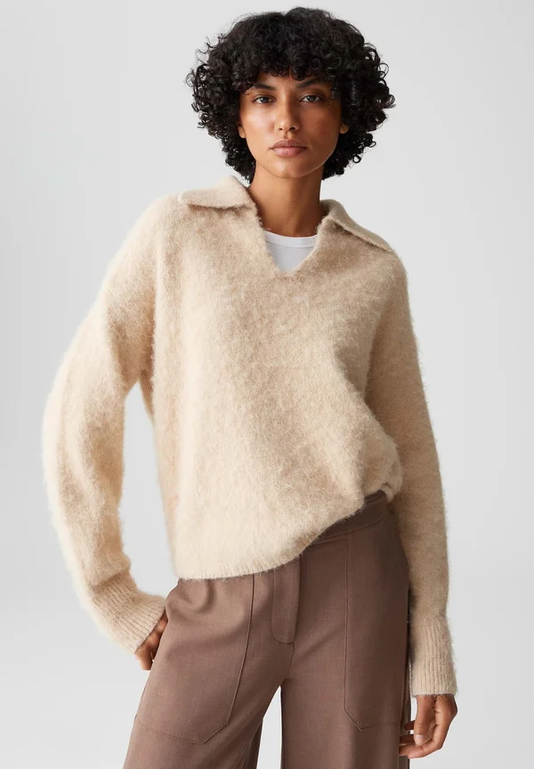 RELAXED FIT SUBTLE STRUCTURE - Strickjacke - macadamia