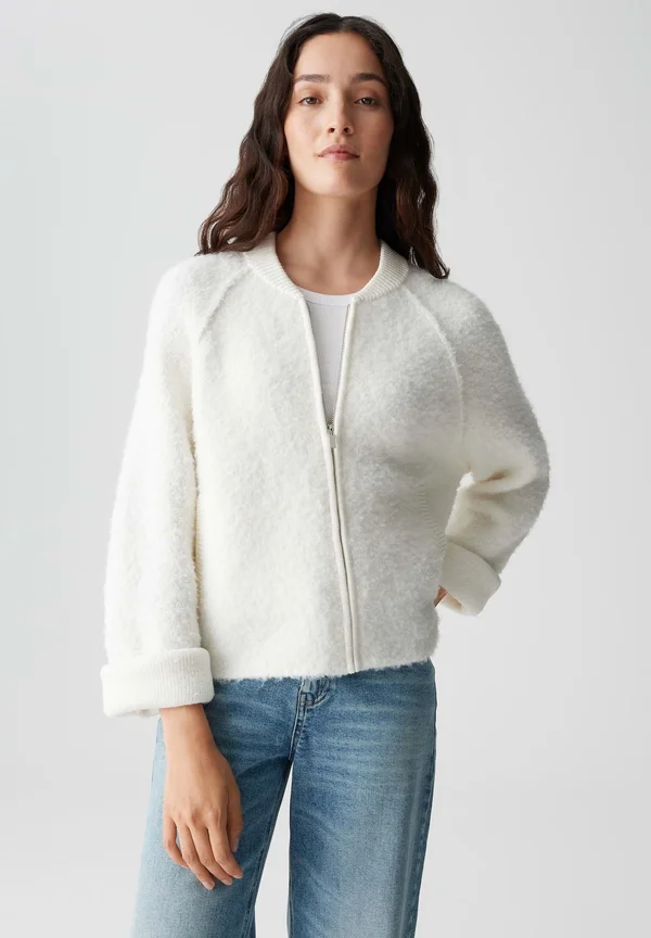 RELAXED FIT SUBTLE STRUCTURE - Strickjacke - soft cream