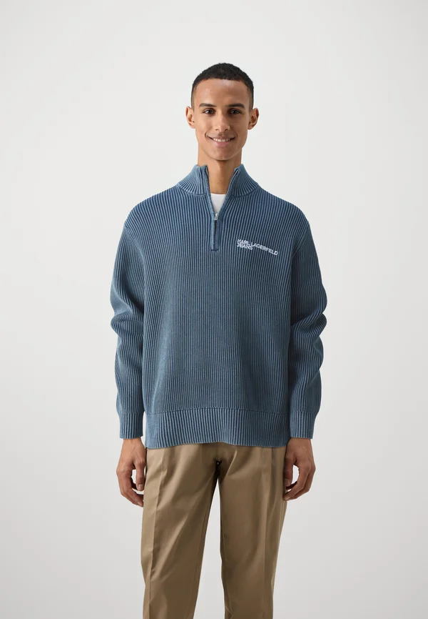 RELAXED HALF ZIP - Strickpullover - blue washed