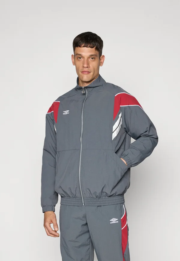 RELAXED TRACK JACKET - Trainingsjacke - iron gate/red dahlia/brilliant white