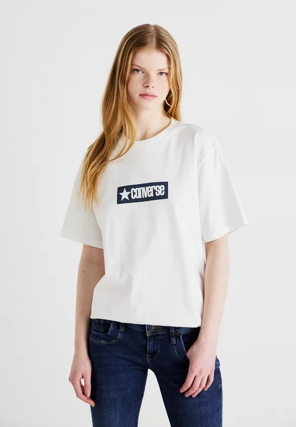 RETRO BLOCK LOGO  - T-Shirt print - white