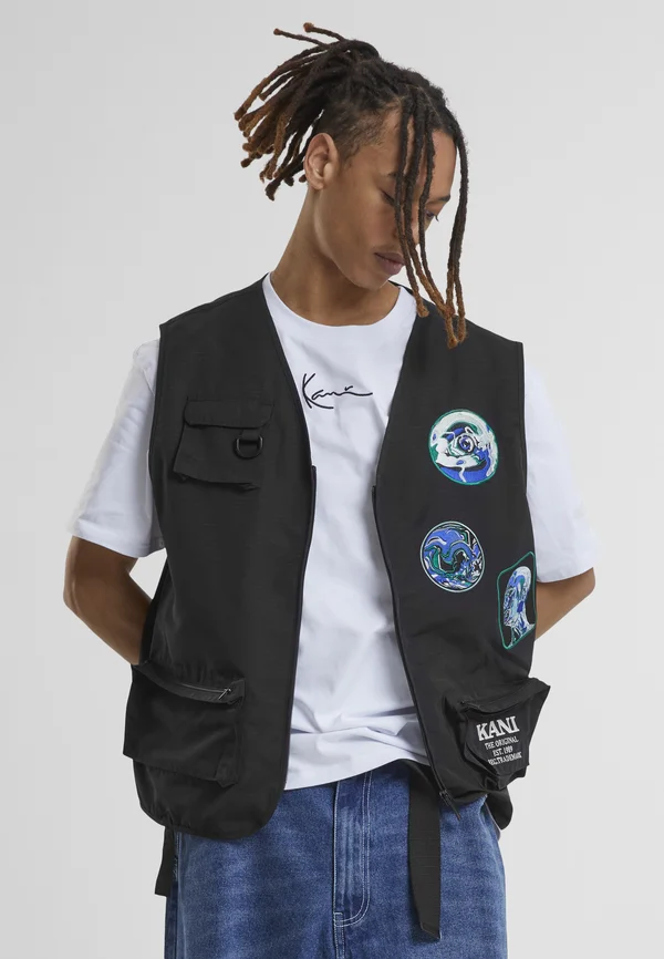 RETRO PATCHED UTILITY VEST - Weste - black