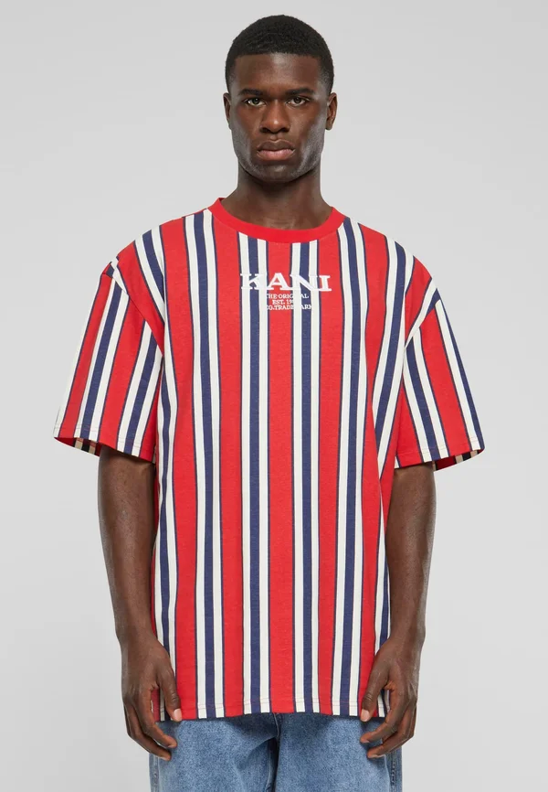 RETRO STRIPED PRINT - T-Shirt print - red navy offwhite