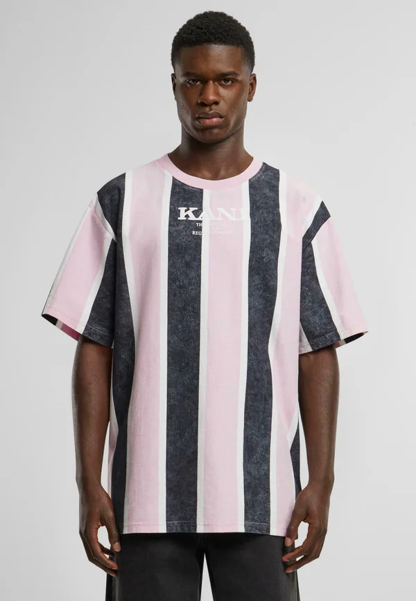 RETRO WASHED STRIPE  - T-Shirt print - rose grey white