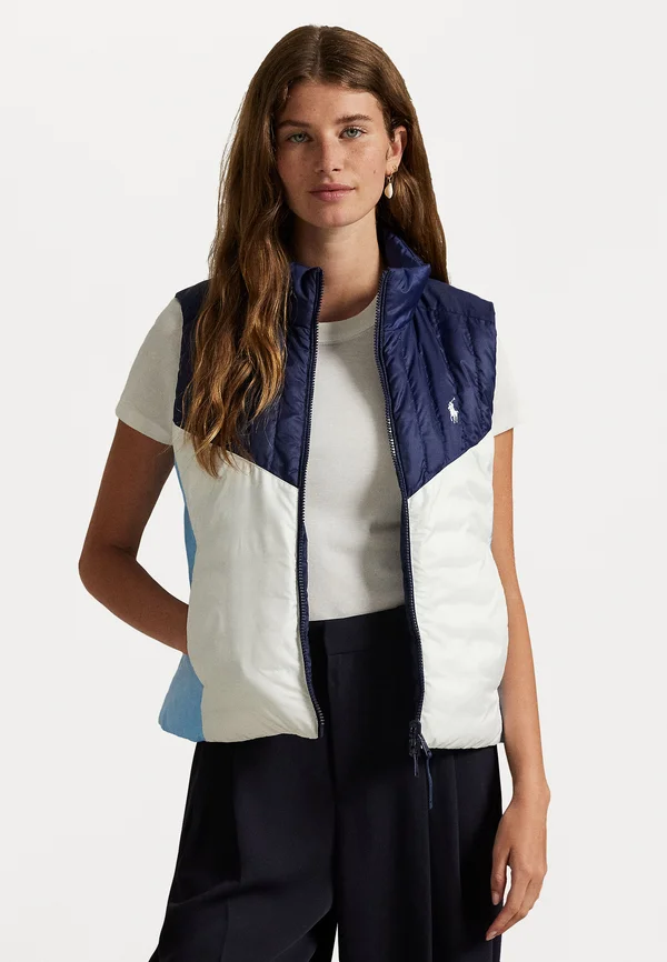 REVERSIBLE CHANNEL QUILTED RIPSTOP GILET - Weste - ceramic white/refined navy/blue