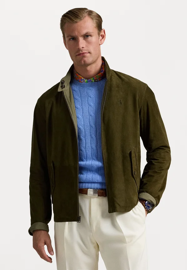 REVERSIBLE SUEDE-TAFFETA JACKET - Lederjacke - company olive/fall sage
